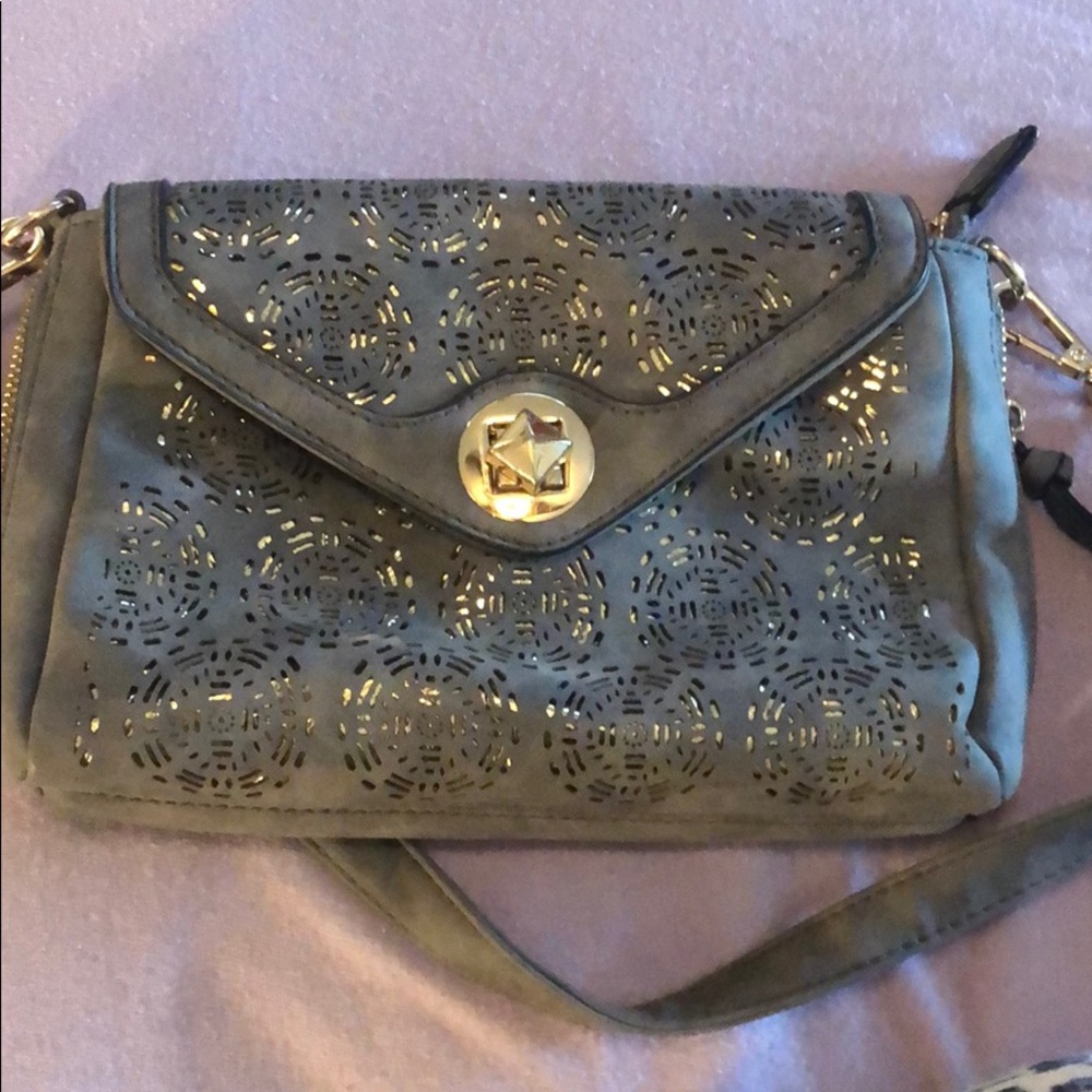 Gold and grey cross body purse